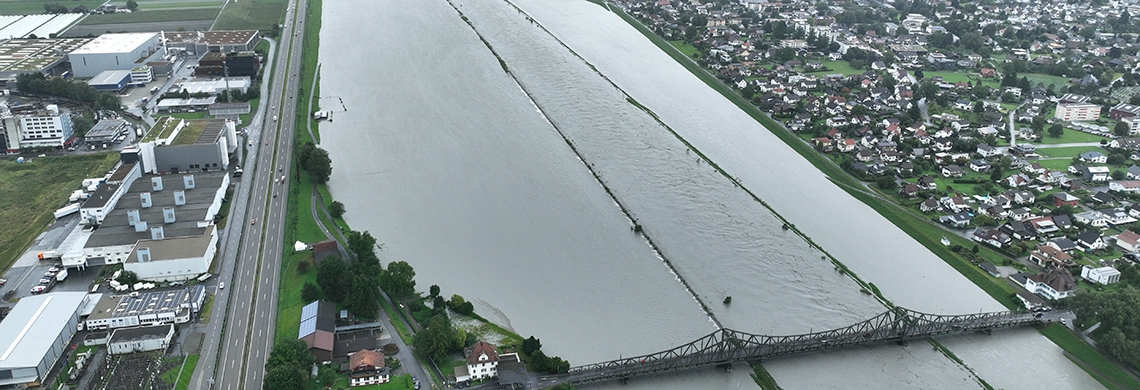 Hochwasser am 28. August 2023 bei Diepoldsau